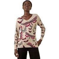 Roman Women's Butterfly V-Neck Knit Jumper in Grey | Size: 10