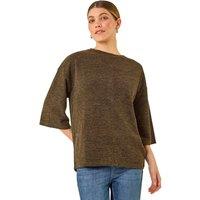 Roman Women's Button Back Stretch Top in Khaki | Size: 14