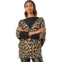 Roman Women's Animal Print Knit Jumper in Black | Size: Large