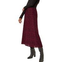Roman Women's Floral Textured A-Line Skirt in Burgundy | Size: 12