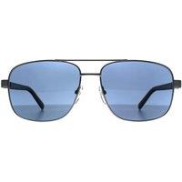 BMW Men's Rectangle Matte Light Palladium Blue Polarized BS0039 in Silver