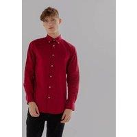 TopLook London Men's Mens Smart-Casual Shirt Cotton Regular Fit Semi-Formal Shirt in Red | Size: Large