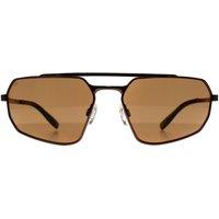 Serengeti Men's Rectangle Shiny Bronze Saturn Polarized Drivers Photochromic Hinkley in Brown