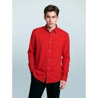 TopLook London Men's Mens Smart-Casual Button-Down Shirt - 100% Cotton Regular Fit Semi-Formal Shirt in Red | Size: XS