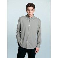 TopLook London Men's Mens Smart-Casual Button-Down Shirt - 100% Cotton Regular Fit Semi-Formal Shirt in Mid Grey | Size: 2XL