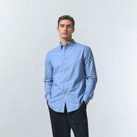 TopLook London Men's Mens Smart-Casual Button-Down Shirt - 100% Cotton Regular Fit Semi-Formal Shirt in Mid Blue | Size: XL