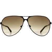 Guess Men's Aviator Shiny Gunmetal Brown Gradient GU00069 in Grey