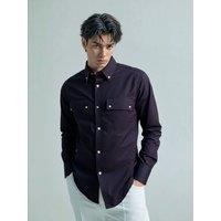 TopLook London Men's Mens Business Casual Shirt - Cotton Long Sleeve with Pockets in Jet Black | Size: XL