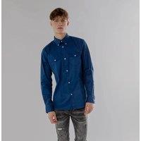 TopLook London Men's Mens Smart Casual Shirt Cotton Long Sleeve with Chest Pocket in Navy | Size: XL