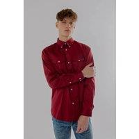 TopLook London Men's Mens Smart Casual Shirt Cotton Long Sleeve with Chest Pocket in Wine | Size: Medium