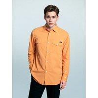 TopLook London Men's Mens Smart Casual Shirt Cotton Long Sleeve with Chest Pocket in Orange | Size: Medium