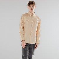 TopLook London Men's Mens Smart Casual Shirt Cotton Long Sleeve with Chest Pocket in Beige | Size: XS