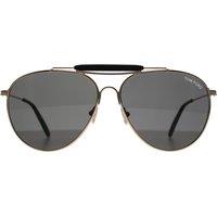 Tom Ford Men's Aviator Shiny Rose Gold Smoke Grey Raphael FT0995