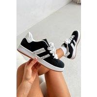 Love Lemonade Women's Crystal Stripe Trainers Limited Edition in Black | Size: 5