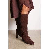 Where's That From Women's 'Tamsin' Knee High Boots With Wrap Buckle Strap in Brown | Size: 8