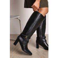 Where's That From Women's 'Tamsin' Knee High Boots With Wrap Buckle Strap in Black | Size: 3