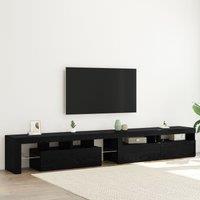 Berkfield Home TV Cabinets 3 pcs with LED Lights Black Oak Engineered Wood