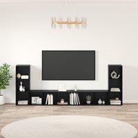 Berkfield Home TV Cabinet with Shelf with Storage 4 pcs Black oak Engineered wood