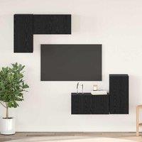 Berkfield Home TV Cabinet Set with Shelf Wall-mounted with Storage with Door 4 pcs Black oak 60 x 30 x 30 cm