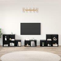 Berkfield Home TV Cabinet Set with Shelf with Storage 8 pcs Black Oak Engineered Wood