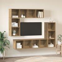 Berkfield Home Wall-mounted with Storage 4 pcs Artisan oak Engineered wood in Brown