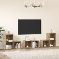 Berkfield Home TV Cabinet Set with Shelf with Storage 6 pcs Artisan Oak Engineered Wood in Brown