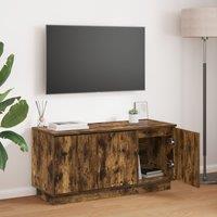 Berkfield Home TV Cabinet Smoked Oak 100x38x49 cm Engineered Wood in Brown | Size: 100 x 38 x 49 cm