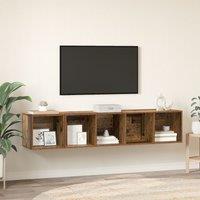 Berkfield Home TV Cabinet Set Wall-mounted with Storage 2 pcs Old wood 37 x 37 x 142.5 cm in Brown