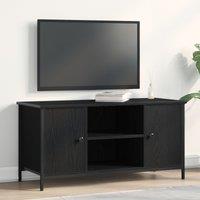 Berkfield Home TV Cabinet Black Oak 100x40x50 cm Engineered Wood & Steel | Size: 100 x 40 x 50 cm