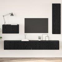 Berkfield Home Wall TV Cabinet with Shelf Wall-mounted Other with Storage with Door 4 pcs Black oak