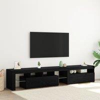 Berkfield Home TV Cabinets 2 pcs with LED Lights Black Oak Engineered Wood
