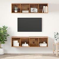 Berkfield Home Wall-mounted with Storage 2 pcs Old wood 37 x 37 x 142.5 cm Engineered wood in Brown