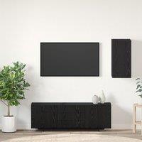 Berkfield Home TV Unit with Shelf Wall-mounted Other with Storage with Door Black oak Engineered Wood