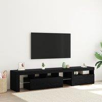Berkfield Home TV Cabinets 2 pcs with LED Lights Black Oak Engineered Wood