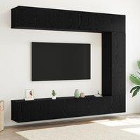 Berkfield Home 5 Piece TV Cabinet Set Wall-mounted Black Oak Engineered Wood
