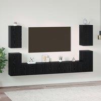 Berkfield Home TV Cabinet with Shelf Other with Storage with Door 7 pcs Black oak Engineered wood