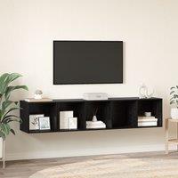 Berkfield Home TV Cabinet Set Wall-mounted with Storage 2 pcs Black oak 37 x 37 x 142.5 cm