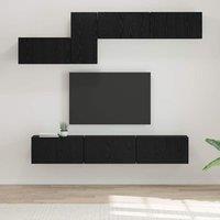 Berkfield Home with Shelf Wall-mounted Other with Storage with Door 7 pcs Black oak 60 x 30 x 30 cm Engineered wood