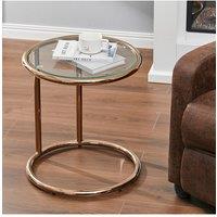 Round Tempered Glass Side Table with Metal Frame