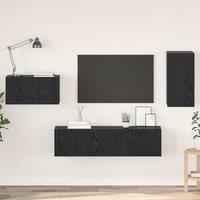 Berkfield Home with Shelf Wall-mounted Other with Storage with Door 4 pcs Black oak 30.5 x 30 x 60 cm Engineered wood