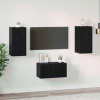 Berkfield Home TV Cabinet 3 pcs Black oak 60 x 30 x 30.5 cm Engineered wood