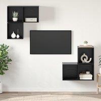 Berkfield Home TV Cabinet Set 4 pcs Black oak 37 x 37 x 72 cm Engineered wood