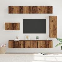 Berkfield Home TV Cabinet Set 8 pcs Old wood 30.5 x 30 x 90 cm Engineered wood in Brown