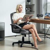 HOMCOM Swivel Executive Office Chair Mid Back Chair w/ Arm, Grey