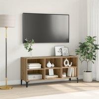 Berkfield Home TV Stand Artisan Oak Engineered wood, Metal Medium TV Stand in Brown