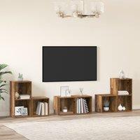 Berkfield Home TV Cabinet Set with Shelf with Storage 6 pcs Old Wood Engineered Wood in Brown