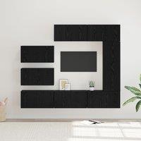 Berkfield Home TV Cabinet Set with Shelf Wall-mounted Other with Storage with Door 8 pcs Black oak 30.5 x 30 x 90 cm