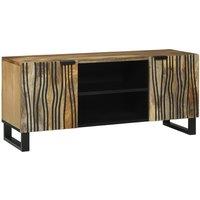 Berkfield Home TV Cabinet, 105 x 33.5 x 46 cm, made from solid mango wood & engineered wood in Beige | Size: 105 x 33.5 x 46 cm