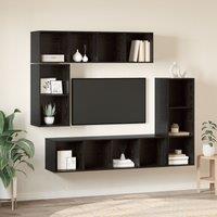 Berkfield Home Wall-mounted with Storage 4 pcs Black oak Engineered wood