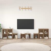 Berkfield Home TV Cabinet Set with Shelf with Storage 8 pcs Artisan Oak Engineered Wood in Brown